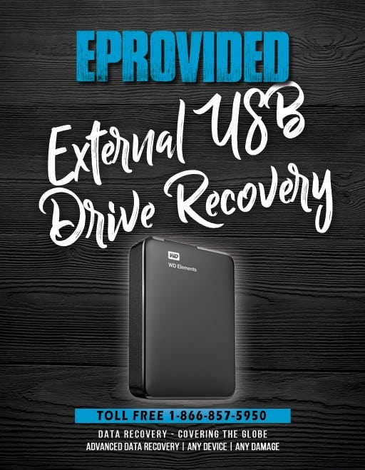 External USB hard drive connected during a data recovery attempt