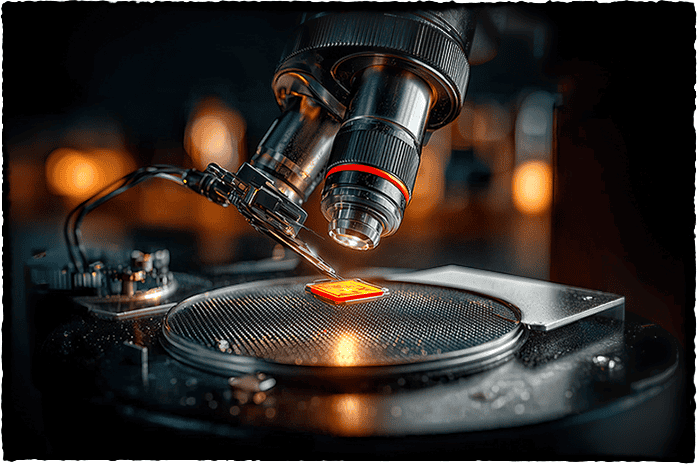 Data recovery engineer in lab using tools for hard drive recovery.