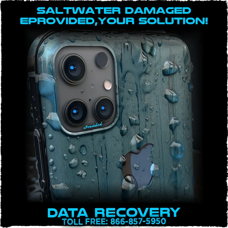 Saltwater damaged smartphone recovery service — eProvided rescues data from ocean and pool damage