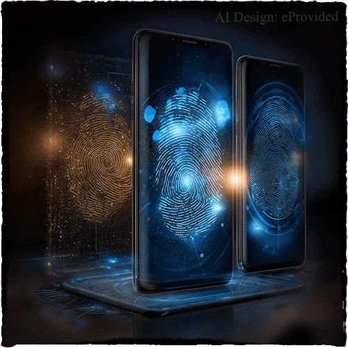 Locked smartphone screens showing biometric security for cell phone data recovery