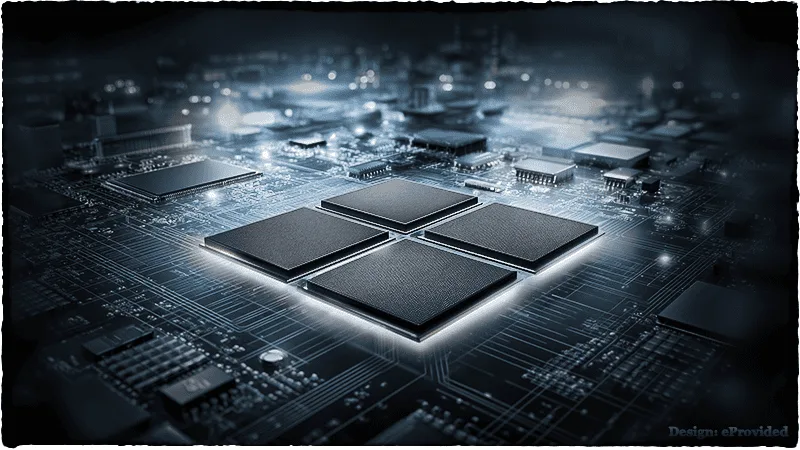 Modern solid state drive circuit board with glowing NAND chips and AI neural network overlay in futuristic blue tones