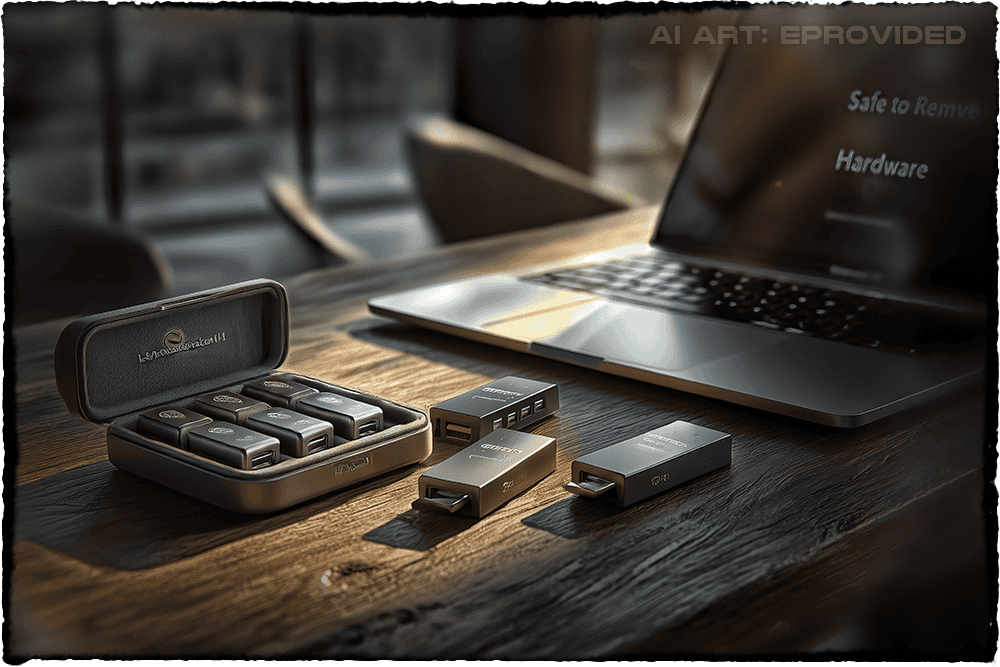 Collection of storage devices ready for recovery at eProvided HQ